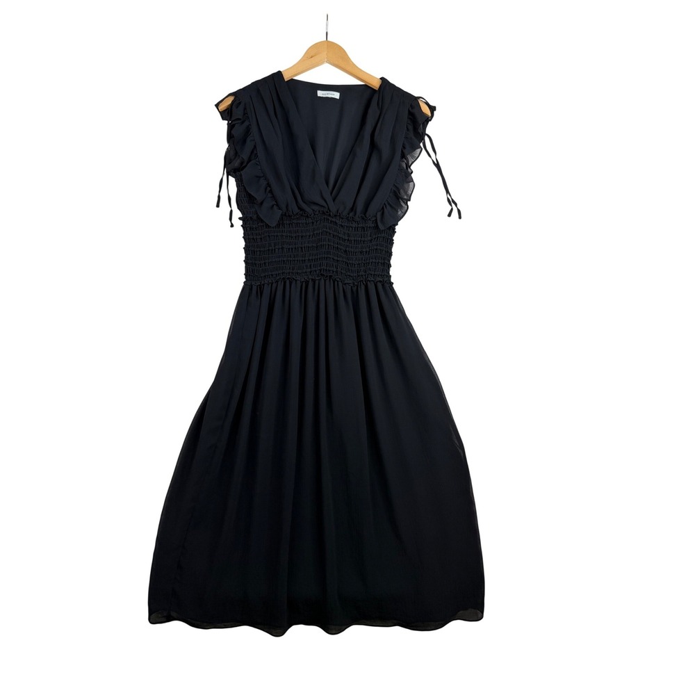 Max Studio Smocked Waist Midi Dress size Small Black‎